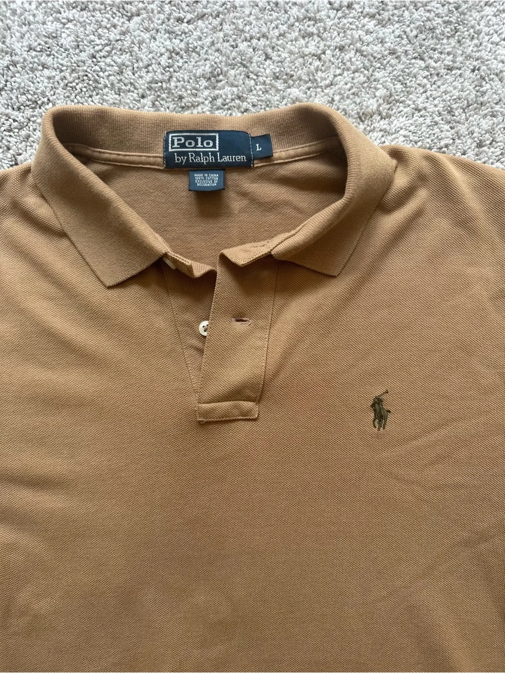 Vintage Polo by Ralph Lauren Men's Camel/Tan Polo with Embroidered Pony
